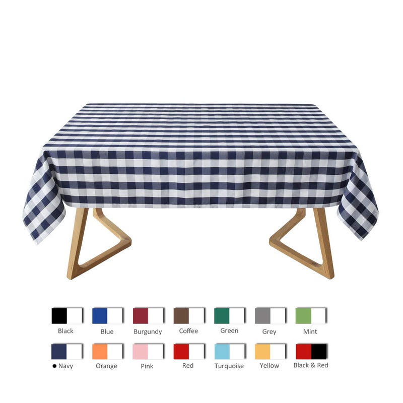maxmill Checkered Square Tablecloth Stain Resistant Waterproof and Wrinkle Resistant Washable Heavy Weight Soft Table Cloth Gingham for Dining Room and Outdoor Use, 52 x 52 Inch Navy and White - Image 3